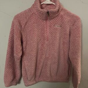 Columbia Girls Pink Sherpa Quarter Zip Fleece Pullover Size M